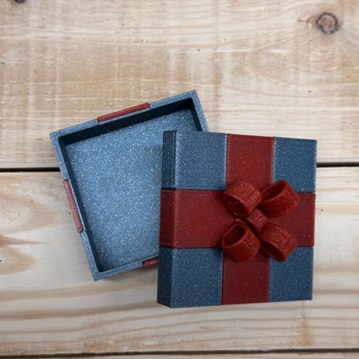 3D Printable Gift Box small/flat with four way bow by ENIQUE3D